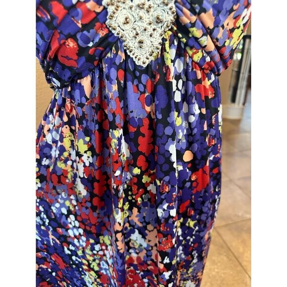 ELLE NEW Size XL Crochet Bead V Neck Sleeveless Maxi Dress Fairy BOHO Whimsigoth - Picture 13 of 16